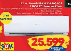 E.C.A ECOTECH ESA2112A100 R32 12000 BTU İNVERTER KLİMA